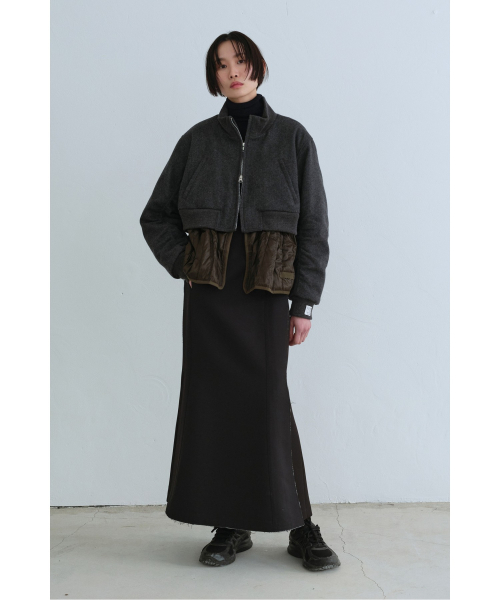 Wool Mixed Bomber Jumper_RQUAW23525GYX