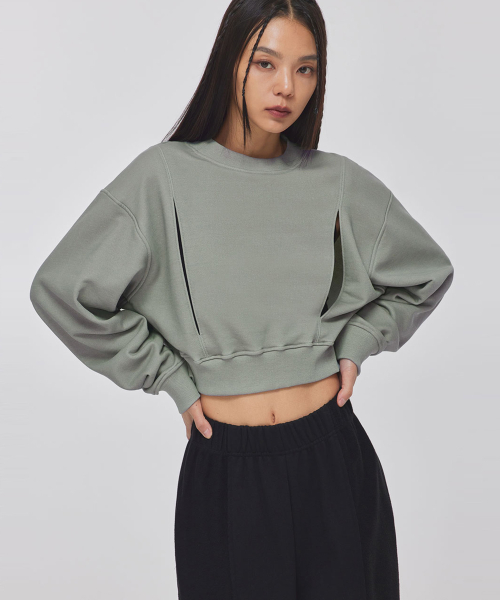 DOUBLED CUTOUT PIGMENT SWEATSHIRTS_T326TP113