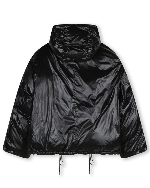 MUSINSA | BESLOW OVERSIZED M65 HOOD SHORT DOWN PARKA GLOSSY BLACK