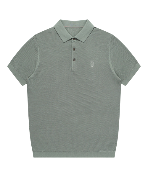 Вязаное поло с коротким рукавом (Greyish Khaki)