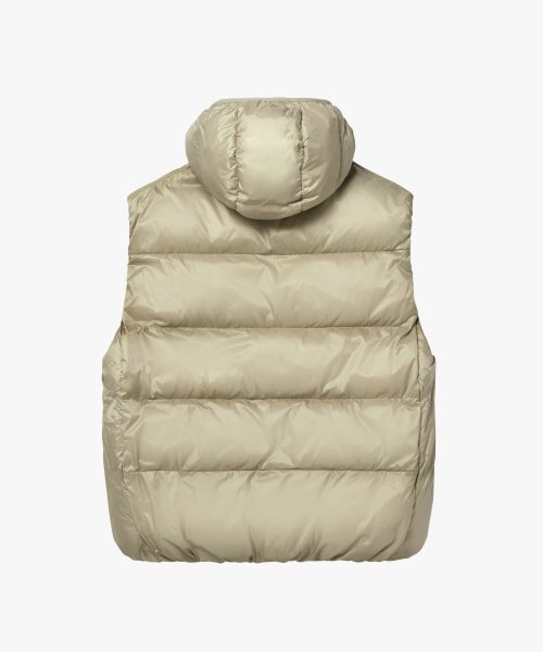 HOODED PUFFER PADDING VEST-LIGHT BEIGE