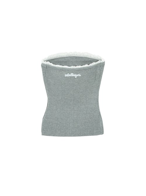 Logo Frill Knit Tube Top_gray