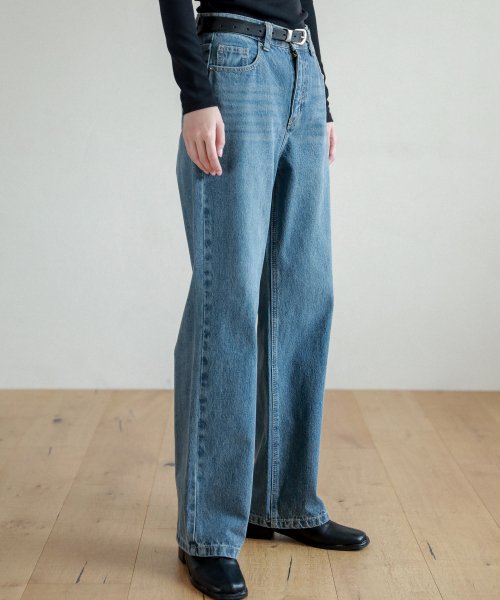 Lossy semi-wide denim pants_brushblue