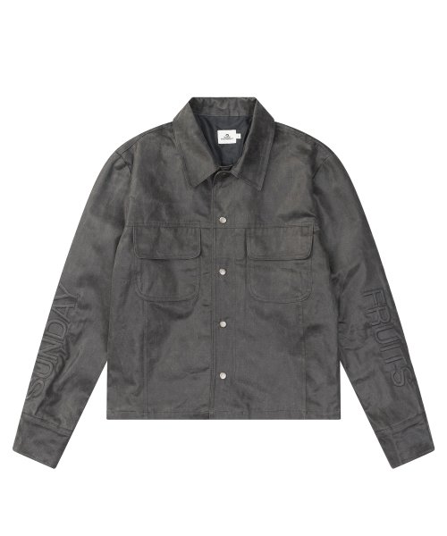 COSMIC FAUX LEATHER JACKET CHARCOAL
