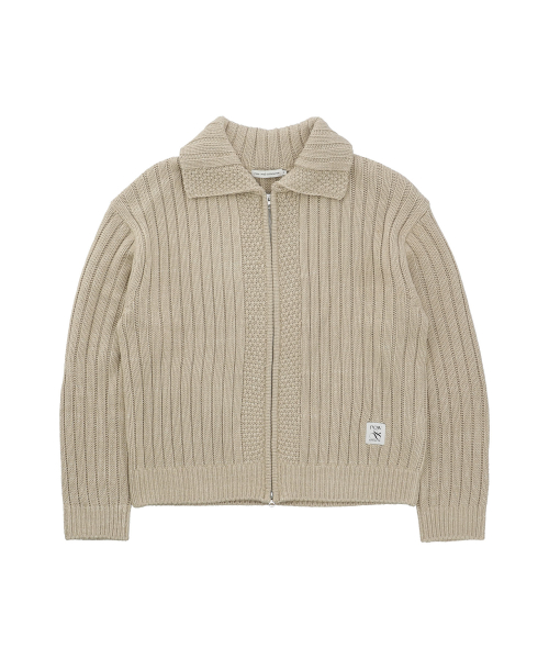 COLLAR ZIP-UP CARDIGAN [2 COLOR]