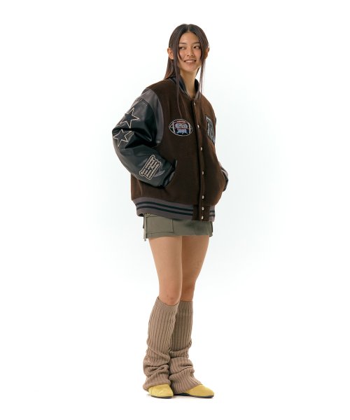 FOOTBALL VARSITY JACKET BROWN (AM2DFUJ241A)