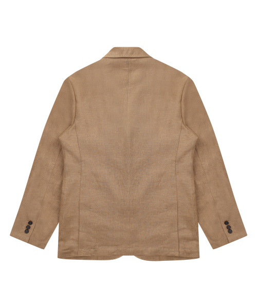 Льняной жакет с накладными карманами_Light Brown