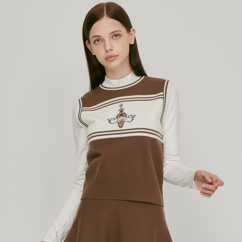 Вязаный шерстяной жилет с логотипом (Brown) _L3C1-NV09K