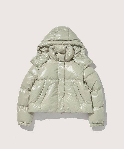 Укороченный пуховик со съемным капюшоном (Light Khaki)