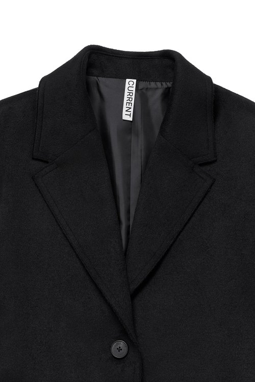 CUT OFF SINGLE LONG COAT [BLACK]