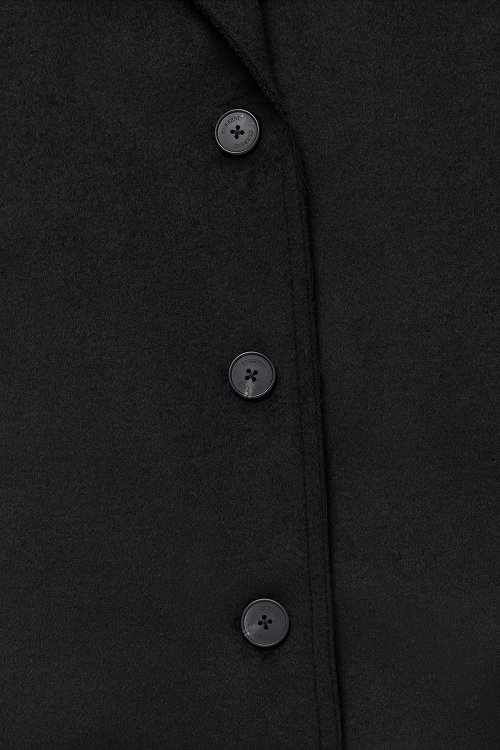 CUT OFF SINGLE LONG COAT [BLACK]