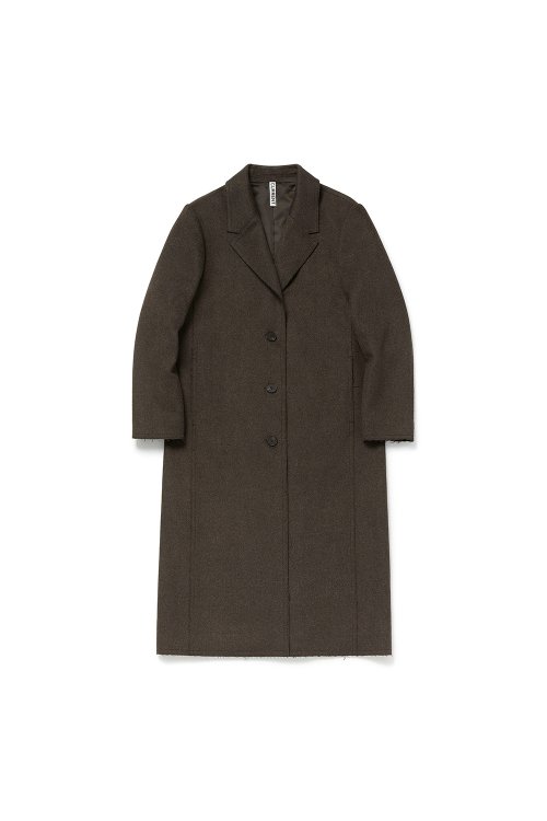 CUT OFF SINGLE LONG COAT [BROWN]