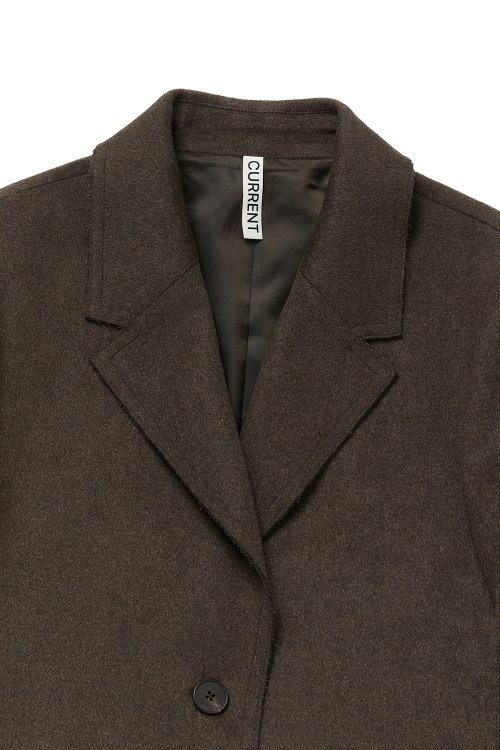 CUT OFF SINGLE LONG COAT [BROWN]