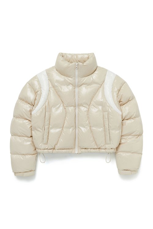 VARSITY SHORT PUFFER JACKET [BEIGE]