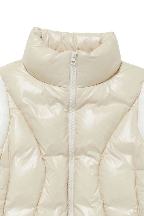VARSITY SHORT PUFFER JACKET [BEIGE]