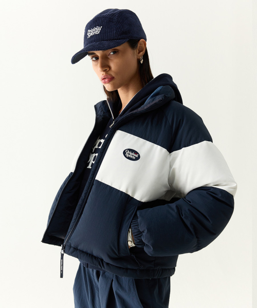 [WOMEN] COLOR BLOCK DOWN JACKET NAVY