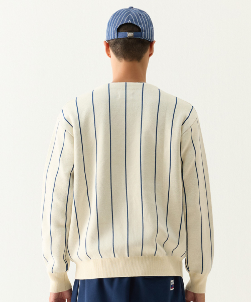 STRIPE KNIT CARDIGAN CREM