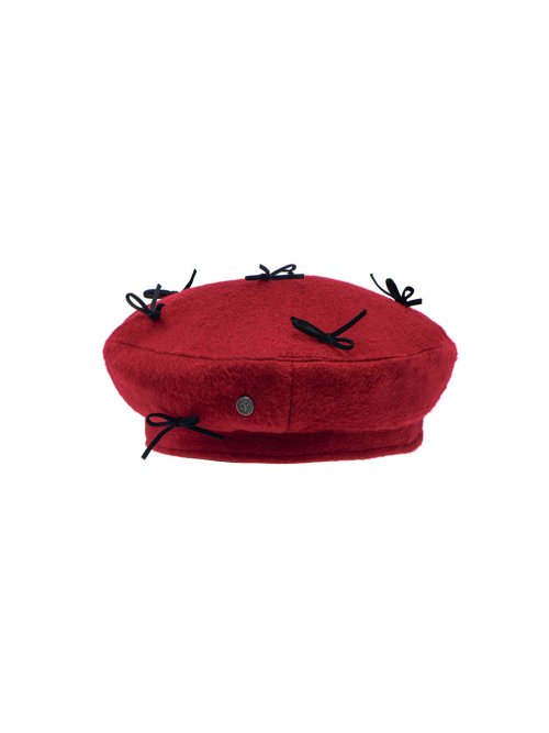 ポエジダム BOW BERET IN RED ボウベレー ベレー帽 レッドファッション