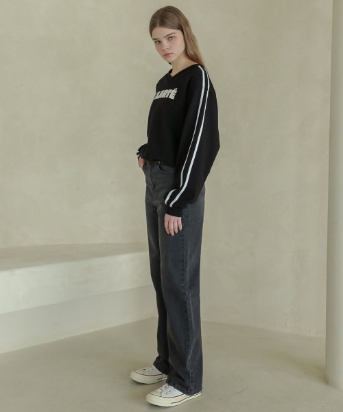 Lossy semi-wide denim pants_gray