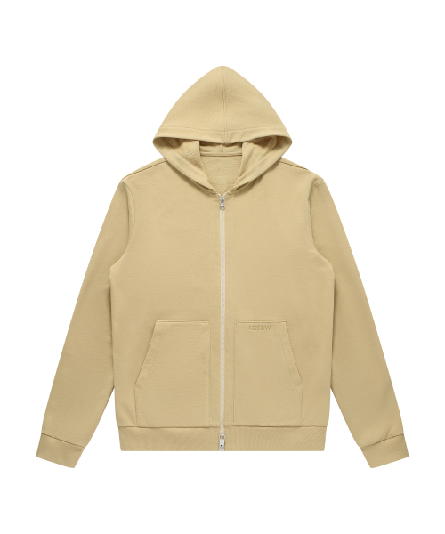 Худи на двухсторонней молнии с лого_Beige