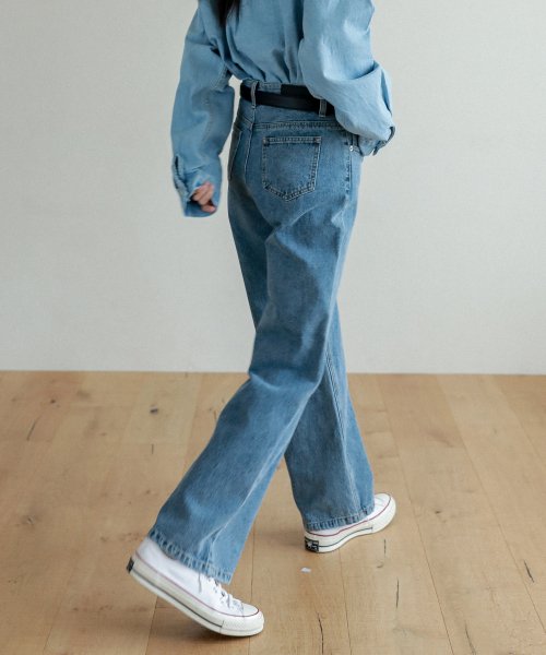 Lossy semi-wide denim pants_lightblue