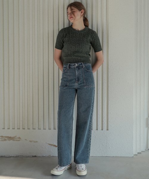 Lossy Square Pocket High Denim Pants_blue