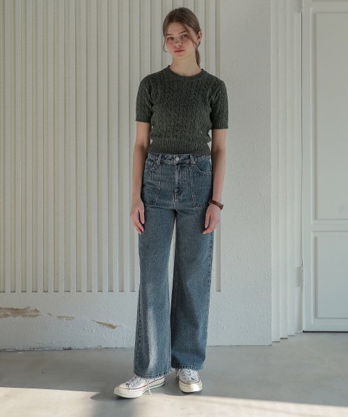 Lossy Square Pocket High Denim Pants_blue