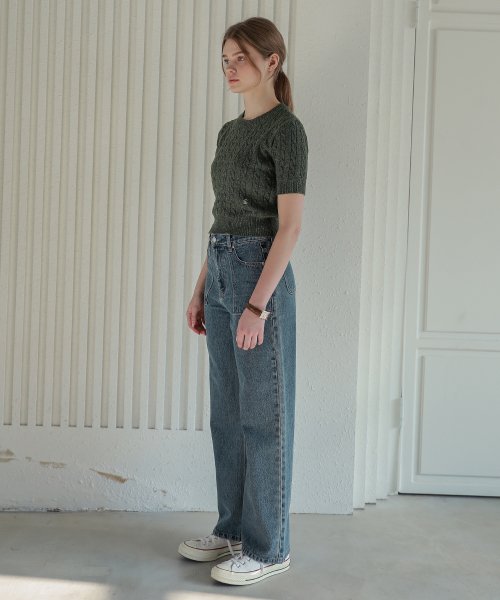 Lossy Square Pocket High Denim Pants_blue