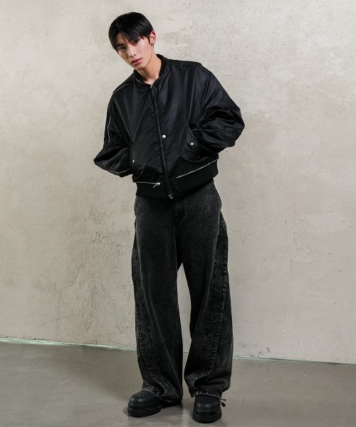 MULTI ZIPPER MA-1 JACKET [BLACK]