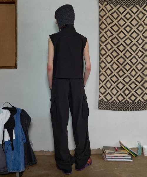 COTTON CARGO PANTS - BLACK