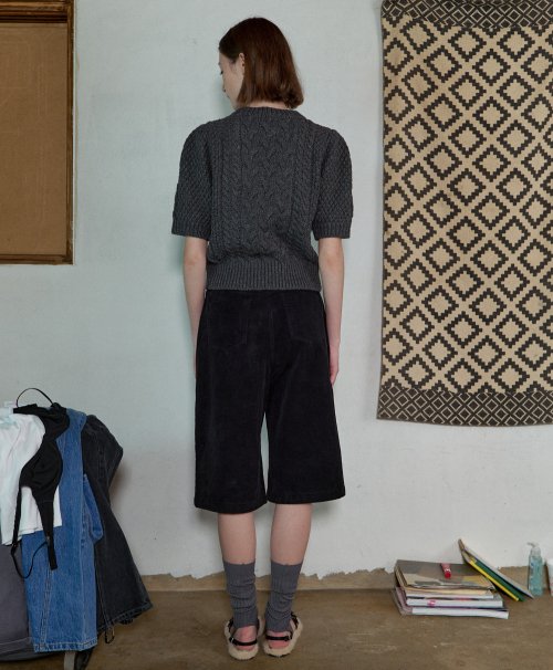 PUFF SLEEVE CABLE KNIT - CHARCOAL