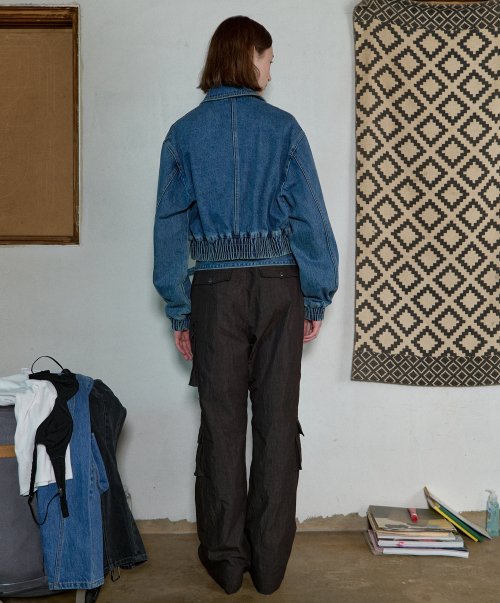 MUSINSA | AOPT WASHED DENIM BLOUSON - BLUE