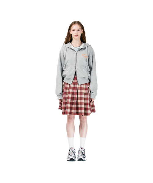 Cursive Handwriting Hoodie Zip-up (Grey)