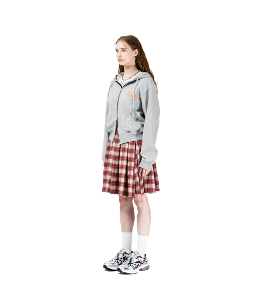 Cursive Handwriting Hoodie Zip-up (Grey)