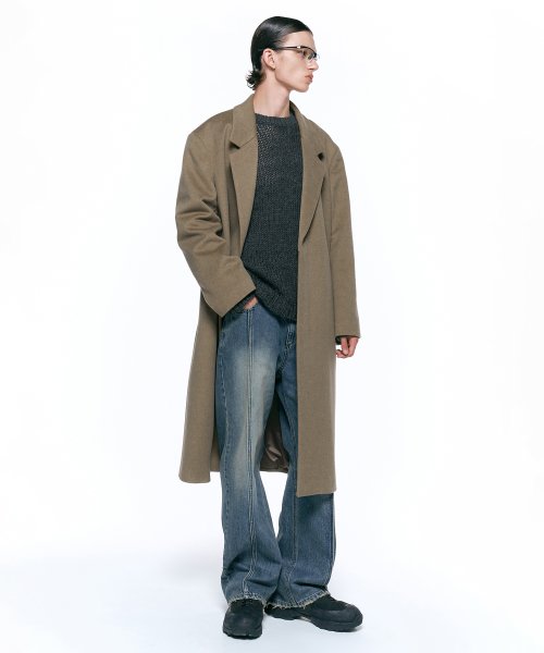 Однобортное пальто Mapel из кашемира DEEP BEIGE