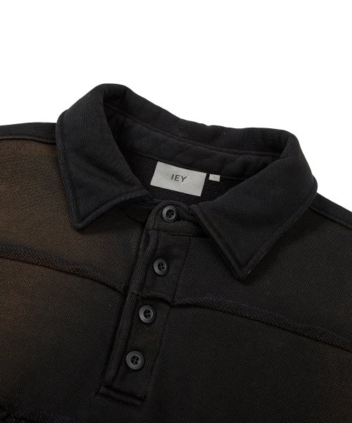 CUTTING COLLAR SWEATSHIRT Black