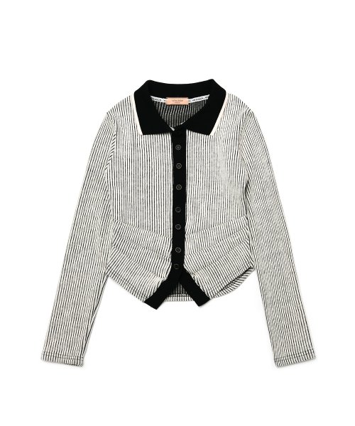 [LINE] Stripe Cutting Line Wool Cardigan
