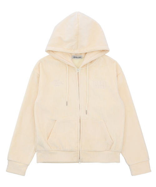Вельветовый худи на молнии на флисе [CREAM]