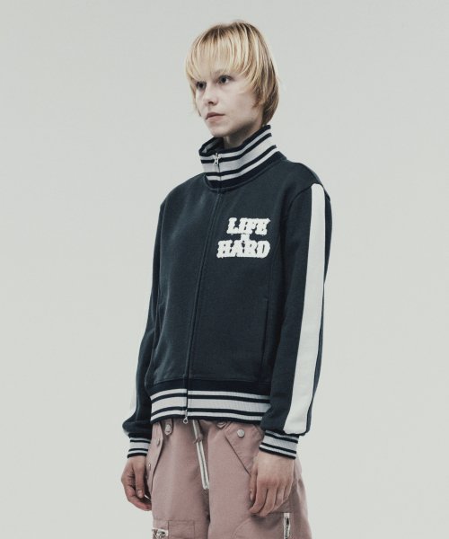 LIFE IS HARD FULL ZIP SWEATSHIRT CHARCOAL (VH2DFUM482A)