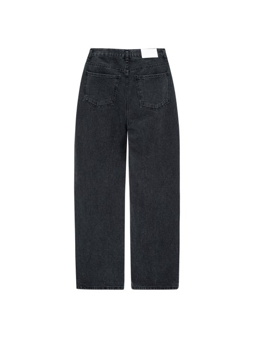 Pin Tuck Wide Denim Jeans_black