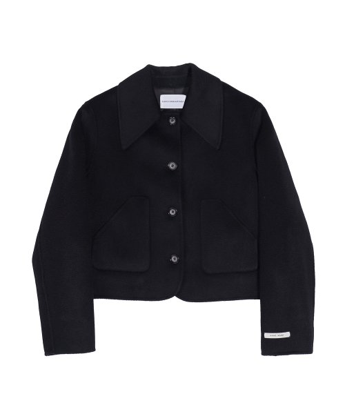 Короткое шерстяное пальто ручной работы (Black)