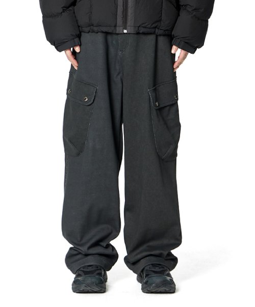 Side Big Pocket Cargo Pants (WASHED BLACK)