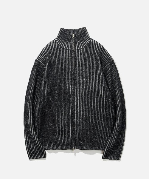 Двухцветный вязаный кардиган на молнии Black / Grey