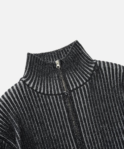 Двухцветный вязаный кардиган на молнии Black / Grey