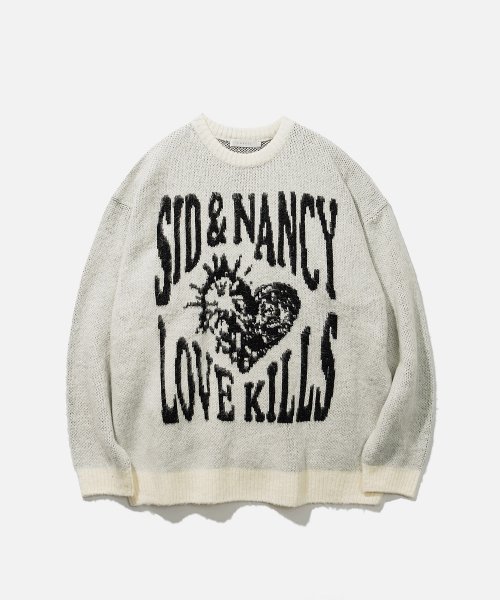 Пушистый трикотажный джемпер Love Kills_White