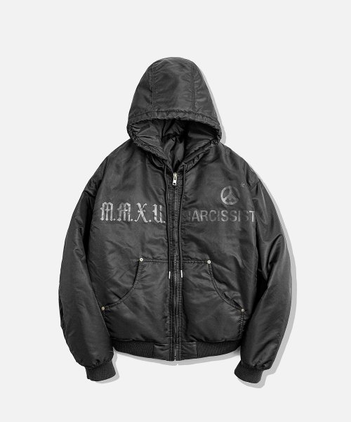 Нейлоновый пуховик с капюшоном_Black