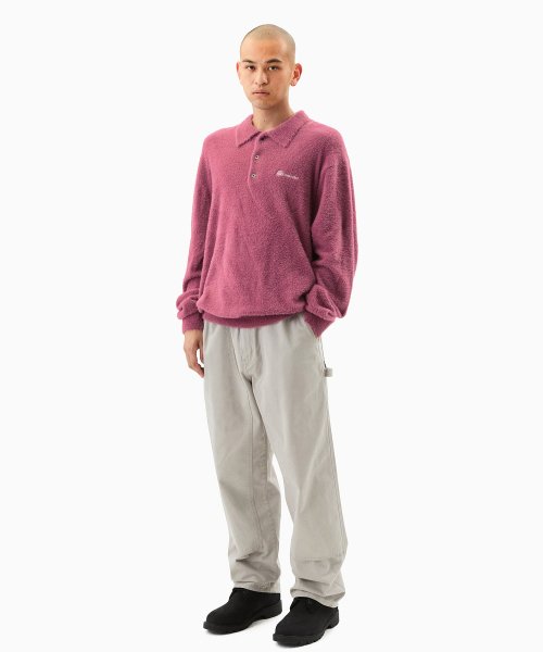 MUSINSA | thisisneverthat® Script Shaggy Knit Polo Plum