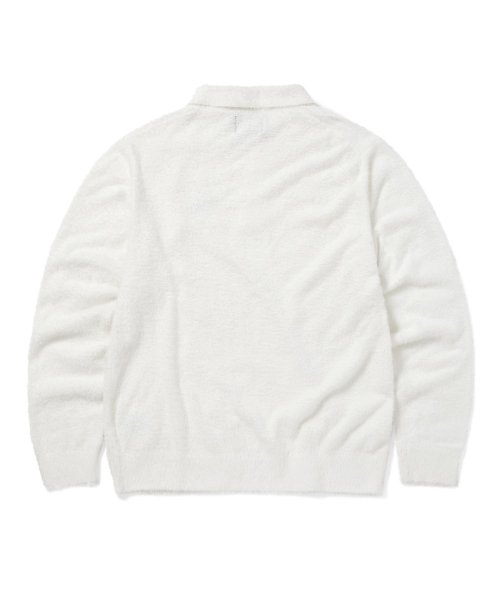 MUSINSA | thisisneverthat® Script Shaggy Knit Polo Off White