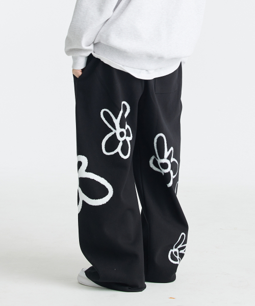 Flower Spray Stopper Wide Banding брюки (BLACK)