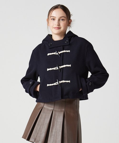 Укороченный дафлкот с капюшоном Dark Navy